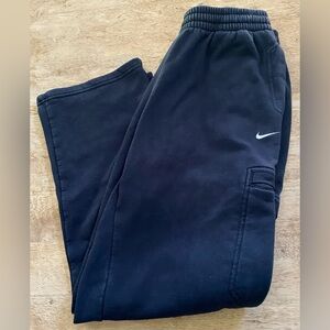Nike Men’s Sz L Black‎ Fleece Cargo Open Hem Athletic Pants